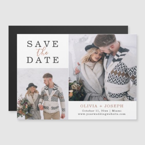 Delicate  Two Photo Wedding Save The Date Magnetic Invitation