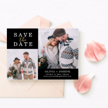 Delicate | Two Photo Wedding Save The Date Magnetic Invitation by Customize_My_Wedding at Zazzle