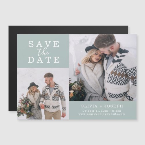 Delicate  Two Photo Wedding Save The Date Magnetic Invitation