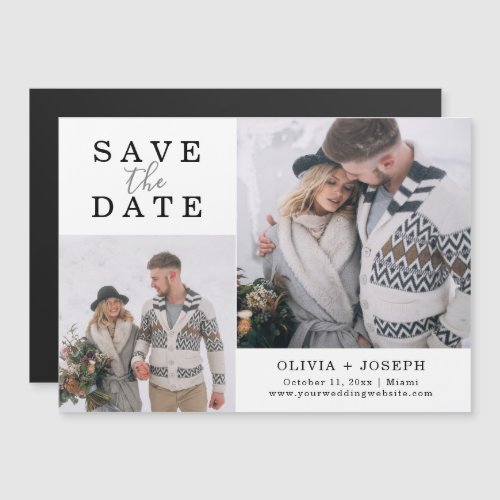Delicate  Two Photo Wedding Save The Date Magnetic Invitation