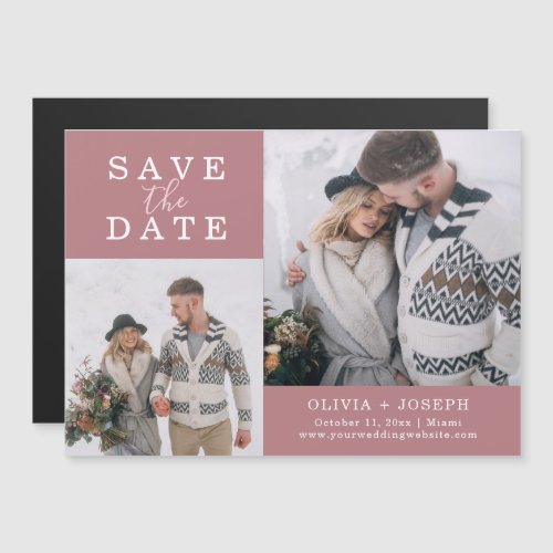 Delicate  Two Photo Wedding Save The Date Magnetic Invitation