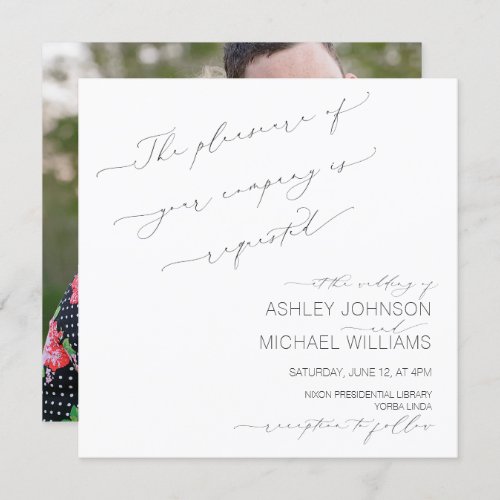 DELICATE TYPOGRAPHY Hand Lettered Square Wedding Invitation