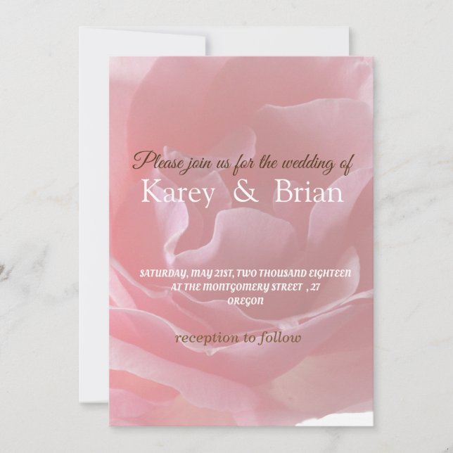 Delicate & Unique  Wedding Invitation Card Rose (Front)