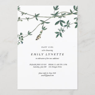 Delicate Vines Illustrated Baby Shower Invitation