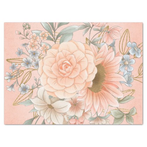Delicate Vintage Floral Decoupage Tissue Paper