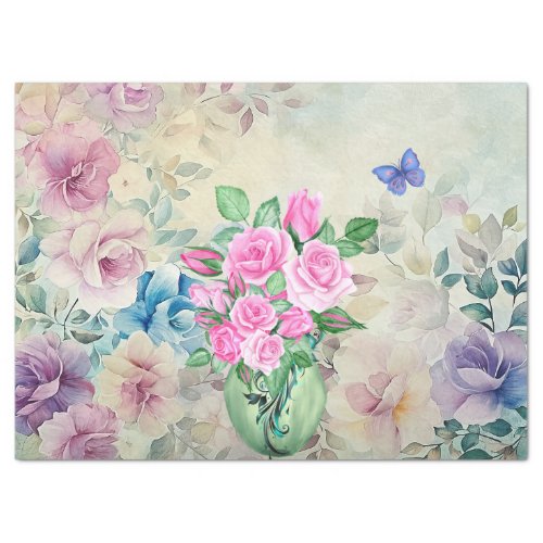 Delicate Vintage Floral Decoupage Tissue Paper