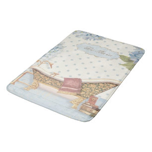 Delicate Vintage French "Le Bain" Bathroom Decor Bathroom Mat
