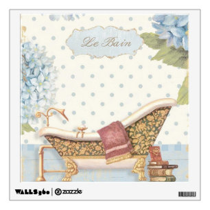 Delicate Vintage French "Le Bain" Bathroom Decor Wall Decal