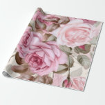 Delicate Vintage Pink Roses  Wrapping Paper<br><div class="desc">Beautiful gift wrap of Vintage Pink Roses on a pink background.
Perfect for a wedding or bridal shower.</div>