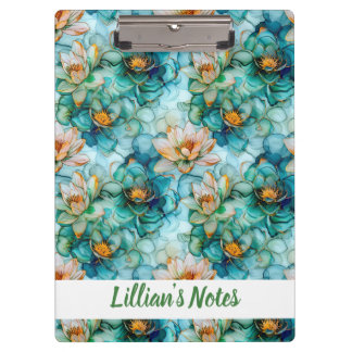 Delicate Water Lily Pattern Name Clipboard
