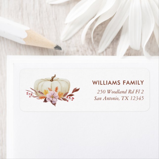 Delicate Watercolor Autumn Pumpkin Label (Insitu)