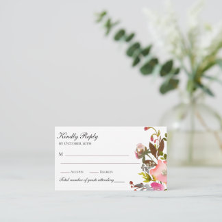 Delicate Watercolor Autumn Roses QR Enclosure Card