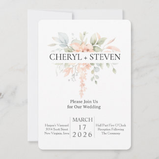 Delicate Watercolor Bouquet – Pink Roses Floral De Invitation