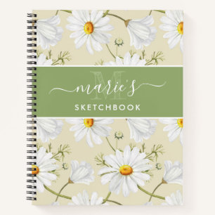 Delicate Watercolor Camomile Pattern Notebook