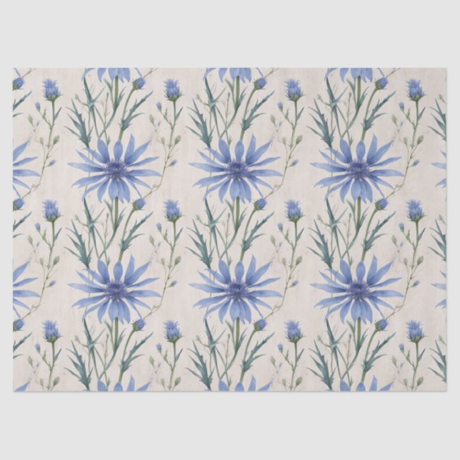 Delicate Watercolor Cornflowers Decoupage  Tissue Paper (Front)