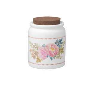 Delicate Watercolor Floral Candy Jar