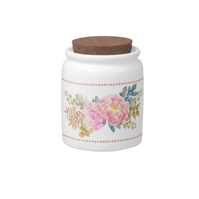 Delicate Watercolor Floral Candy Jar (Front)
