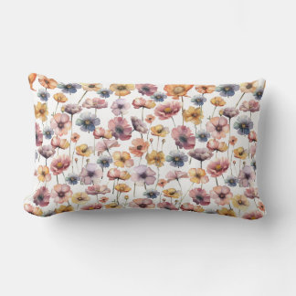 delicate watercolor floral design lumbar pillow