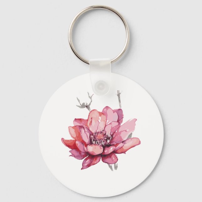 Delicate Watercolor Floral Keychain (Front)