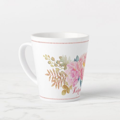 Delicate Watercolor Floral Latte Mug