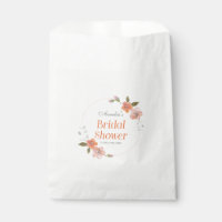 Delicate Watercolor Floral Orange Bridal Shower Favor Bag