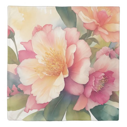 Delicate Watercolor Floral Painting Duvet Cover