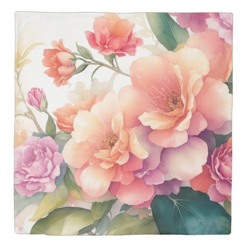 Delicate Watercolor Floral Painting Duvet Cover