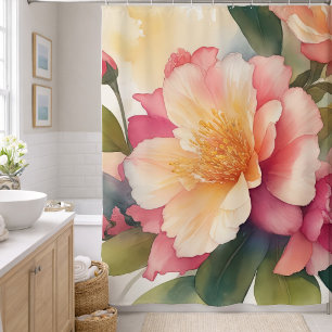 Delicate Watercolor Floral Painting Shower Curtain