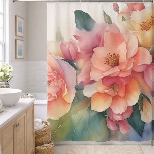 Delicate Watercolor Floral Painting Shower Curtain