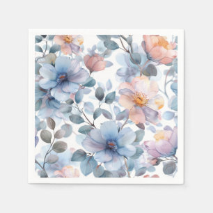 Delicate watercolor floral pattern in pastel color napkins