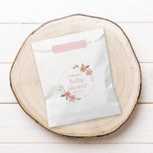 Delicate Watercolor Floral Pink Baby Shower Favor Bag
