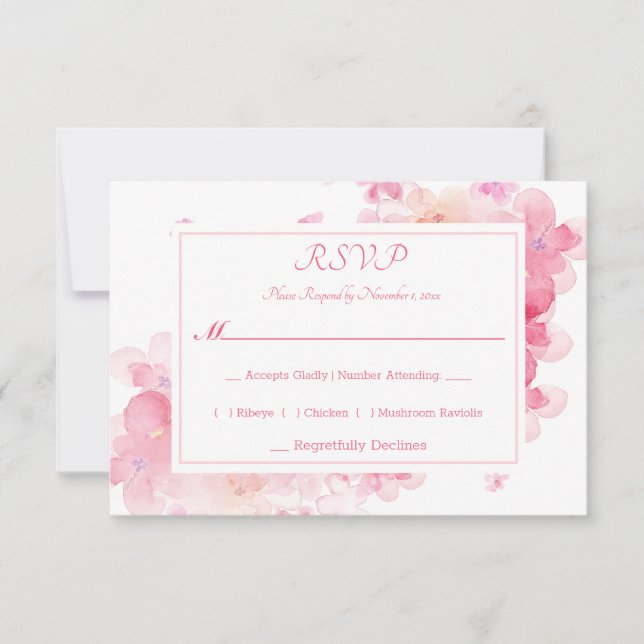 Delicate Watercolor Floral RSVP Card (Front)