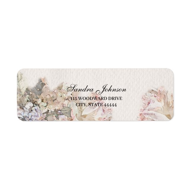 Delicate Watercolor Floral Wedding  Label (Front)