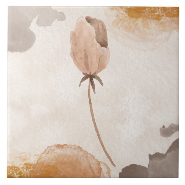Delicate Watercolor Flower Illustration Ceramic Tile (Front)