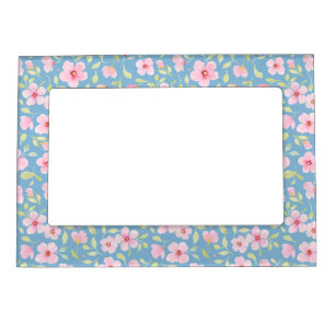 Delicate watercolor flowers magnetic frame