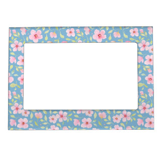 Delicate watercolor flowers magnetic frame