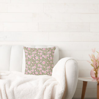 Delicate watercolor flowers  throw pillow