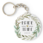 Delicate Watercolor Greenery Bride Tribe Keychain