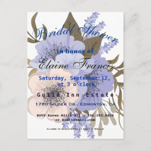 Delicate Watercolor Lavender Anemone Bridal Shower Postcard