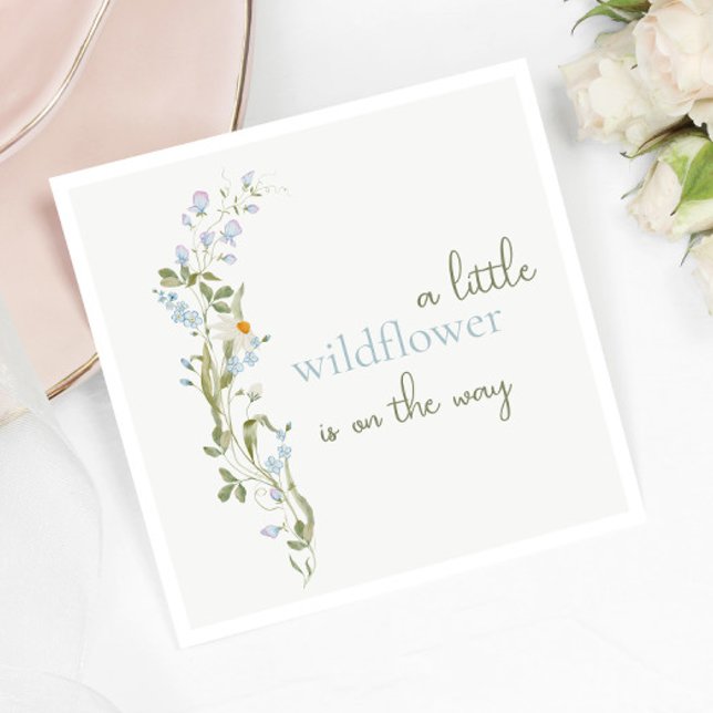 Delicate Watercolor Little Wildflower Baby Shower Napkins (Creator Uploaded)