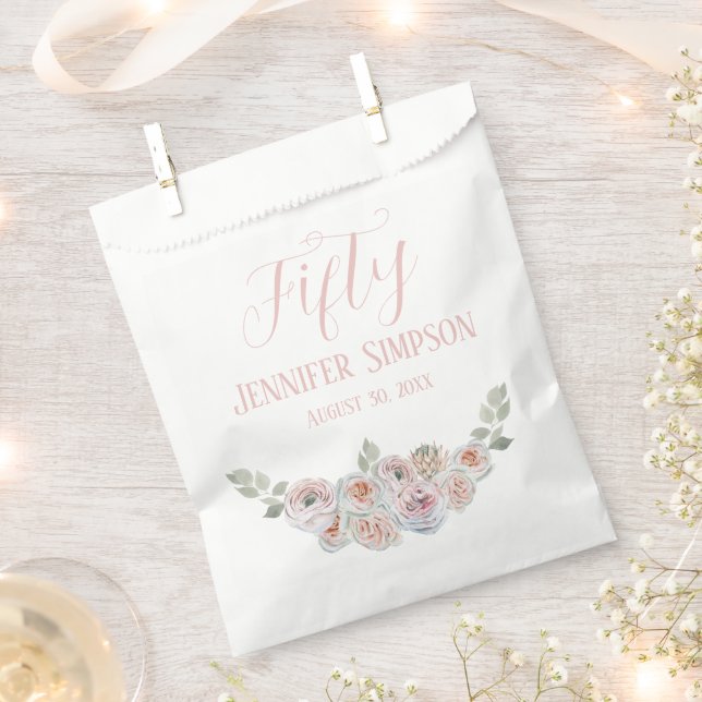 Delicate Watercolor pale Blush pink text Favor Bag (Clipped)