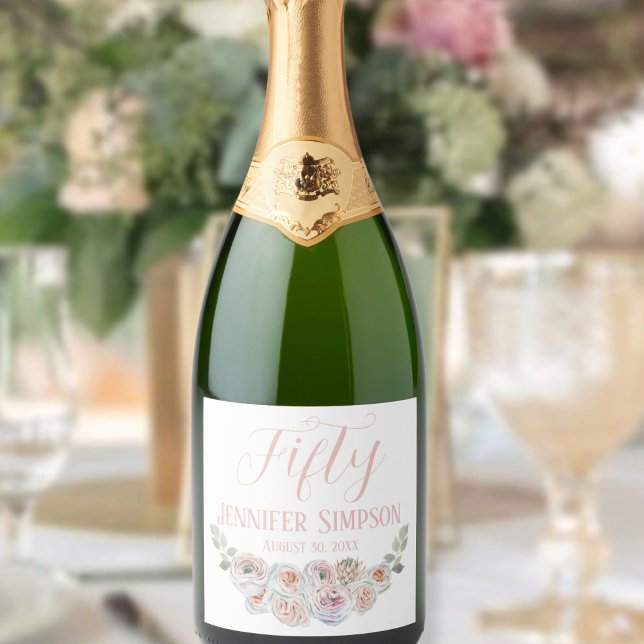 Delicate Watercolor pale Blush pink text Sparkling Wine Label (Creator Uploaded)