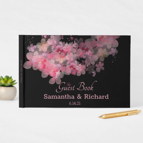 Delicate Watercolor Pink Floral  Guest Book