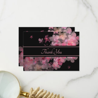 Delicate Watercolor Pink Floral Thank You Card