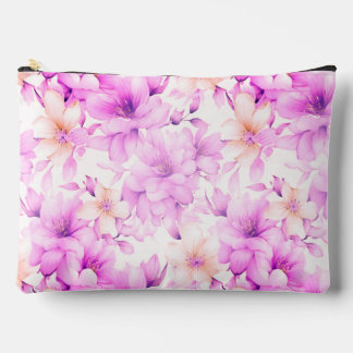 Delicate Watercolor Pink Flowers Accessory Pouch