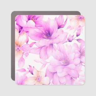 Delicate Watercolor Pink Flowers Car Magnet