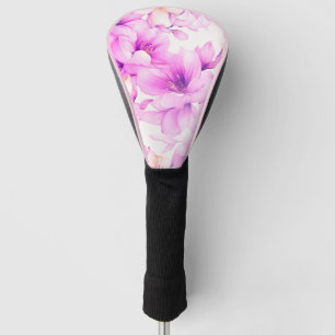 Delicate Watercolor Pink Flowers Golf Head Cover