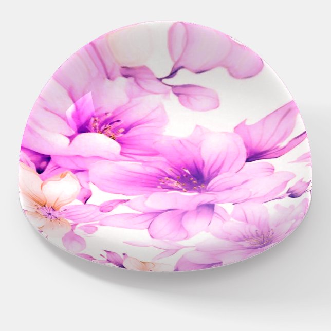 Delicate Watercolor Pink Flowers  Paperweight (Angled)