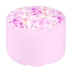 Delicate Watercolor Pink Flowers  Pouf