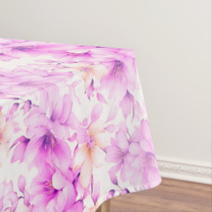 Delicate Watercolor Pink Flowers Tablecloth